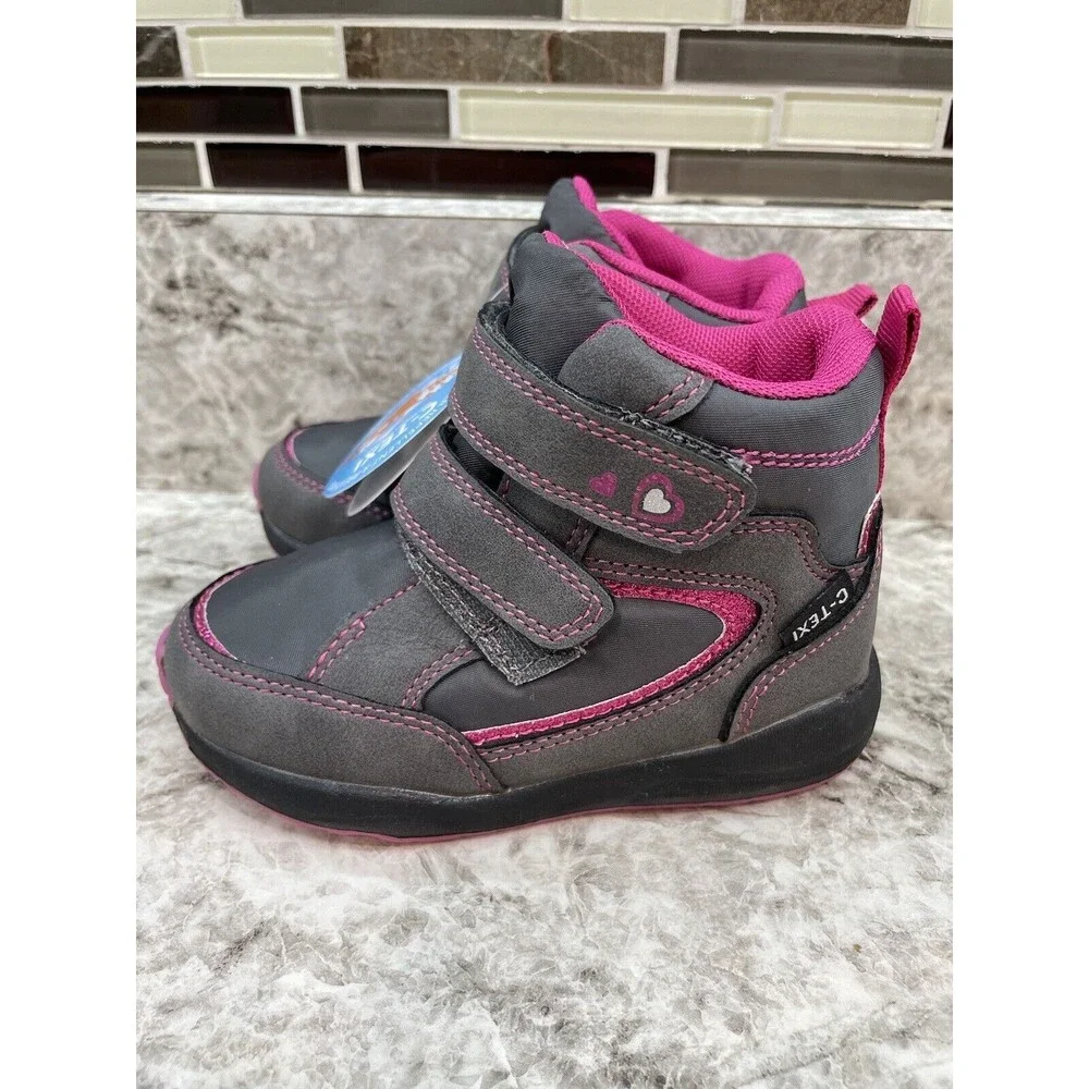 Sprox Girls Flexible Winter Boots Size 7M Grey & Pink New With Tags